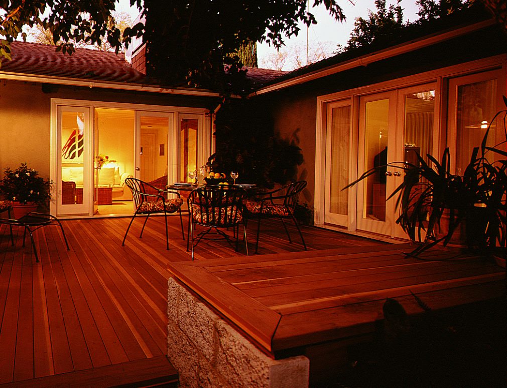Photo of a house with a redwood deck