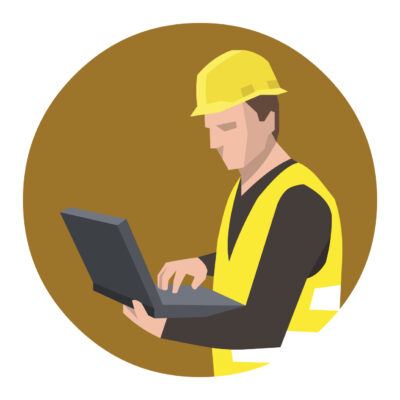 Drawing of a contractor on a computer