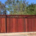 Large redwood fence.