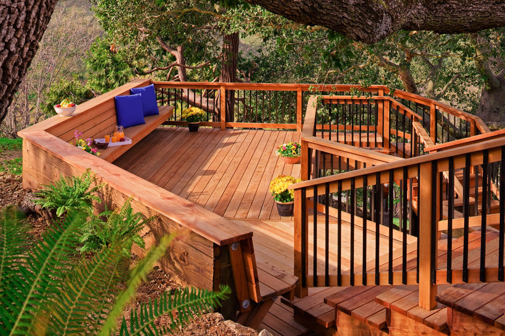 Outdoor redwood deck.